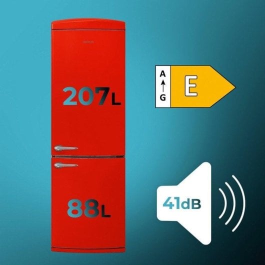 Cecotec Bolero CoolMarket Combi Origin 294+ Rouge E Réfrigérateur Combi Retro E Rouge