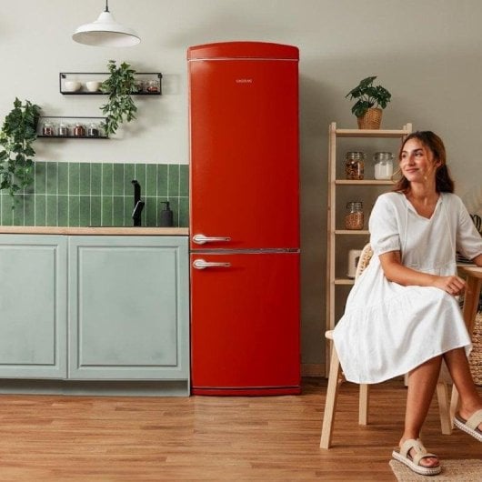 Cecotec Bolero CoolMarket Combi Origin 294+ Rouge E Réfrigérateur Combi Retro E Rouge