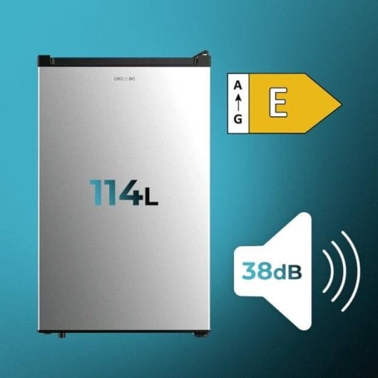 Frigorífico Mini Cecotec Bolero CoolMarket TT Defrost 83,6cm 114L E Inox Porta Reversível