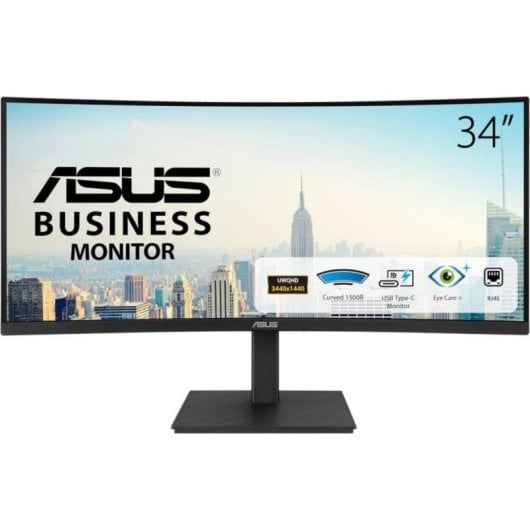 Monitor ASUS VA34VCPSN 34" UltraWide QHD 100Hz VA Courbé USB-C 4ms RJ45