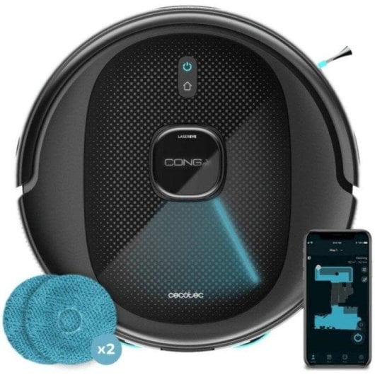 Aspirador Robô com Mopa Cecotec Conga 9590 Spin Revolution Ultra Power Navegação LiDAR 10.000 Pa