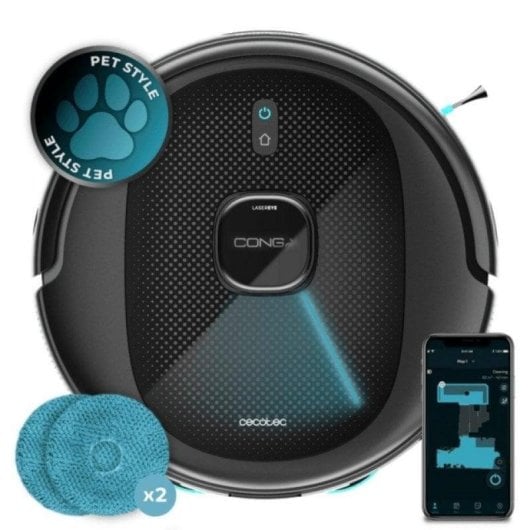 Aspirador Robô com Mopa Cecotec Conga 9590 Spin Revolution Ultra Power Navegação LiDAR 10.000 Pa