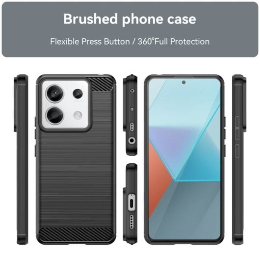 Max Power Digital Funda Fibra De Carbono Para Xiaomi Redmi Note 13 Pro 5g Antigolpes Silicona Negra