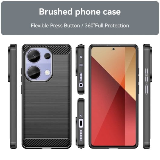 Custodia Max Power digitale in fibra di carbonio per Xiaomi Redmi Note 13 Pro 4g silicone anti-shock nero
