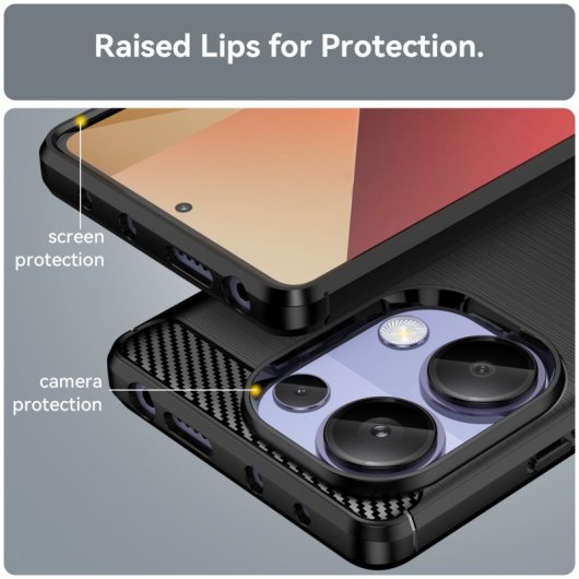 Custodia Max Power digitale in fibra di carbonio per Xiaomi Redmi Note 13 Pro 4g silicone anti-shock nero