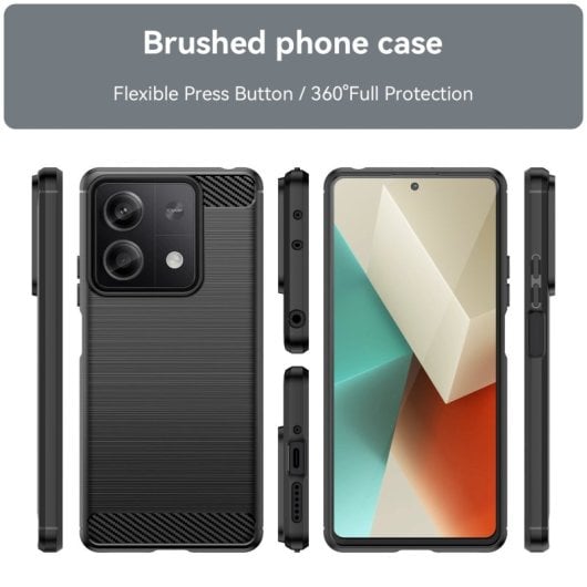Max Power Digital Carbon Fiber Case für Xiaomi Redmi Note 13 5g Stoßfestes schwarzes Silikon