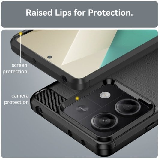 Max Power Digital Carbon Fiber Case für Xiaomi Redmi Note 13 5g Stoßfestes schwarzes Silikon