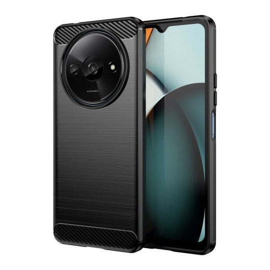 Max Power Digital Capa de Silicone Anti-Choque em Fibra de Carbono Preta para Xiaomi Redmi A3 / Poco C61