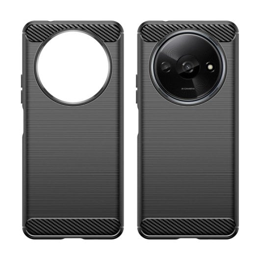 Max Power Digital Capa de Silicone Anti-Choque em Fibra de Carbono Preta para Xiaomi Redmi A3 / Poco C61