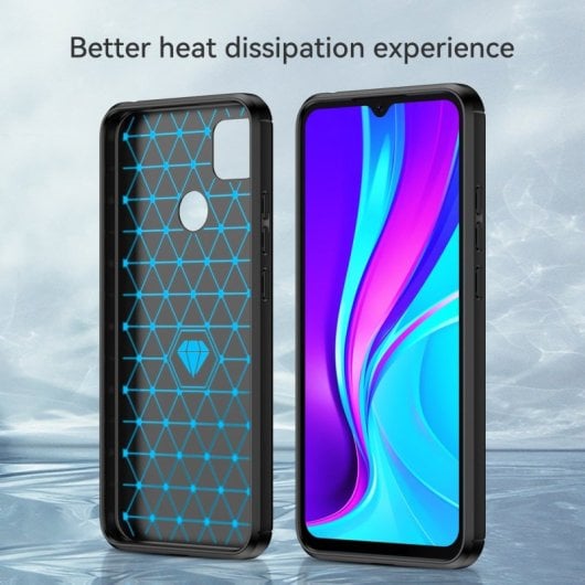Max Power Digital Carbon Fiber Case für Xiaomi Redmi 9c / Redmi 10a Anti-Shock Schwarz Silikon