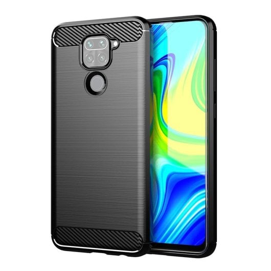 Max Power Digital Funda Fibra De Carbono Para Xiaomi Redmi Note 9 Antigolpes Silicona Negra