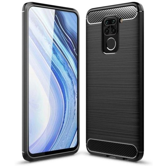 Max Power Digital Funda Fibra De Carbono Para Xiaomi Redmi Note 9 Antigolpes Silicona Negra