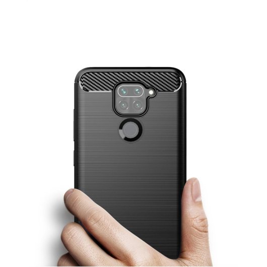 Max Power Digital Funda Fibra De Carbono Para Xiaomi Redmi Note 9 Antigolpes Silicona Negra