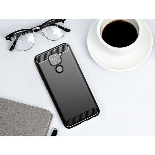 Max Power Digital Funda Fibra De Carbono Para Xiaomi Redmi Note 9 Antigolpes Silicona Negra
