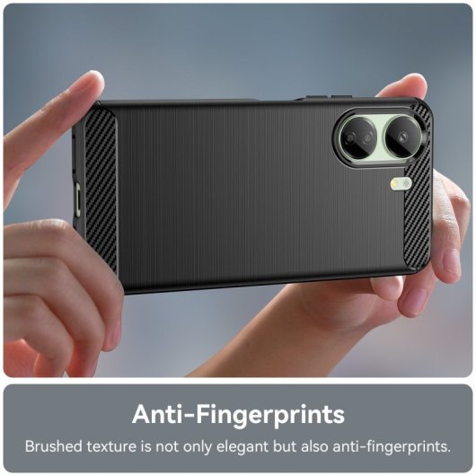 Max Power Digital Capa de Silicone Anti-Choque em Fibra de Carbono Preta para Xiaomi Redmi 13C / Poco C65