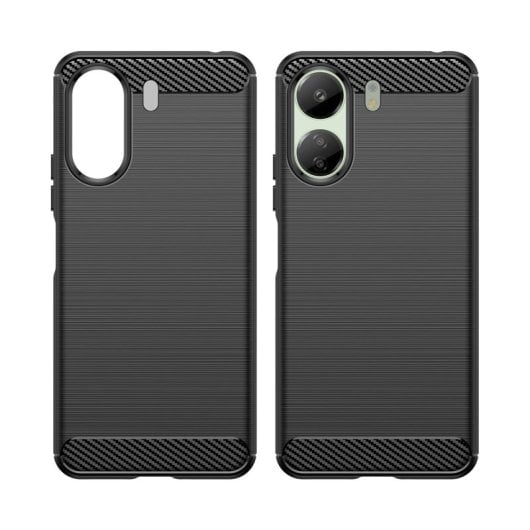 Max Power Digital Capa de Silicone Anti-Choque em Fibra de Carbono Preta para Xiaomi Redmi 13C / Poco C65