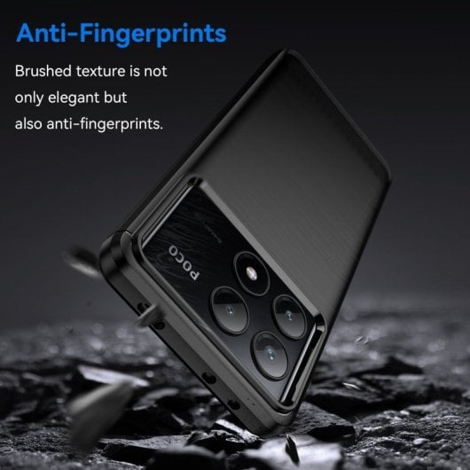 Max Power Digital Carbon Fiber Schutzhülle für Xiaomi Poco X6 Pro 5g, stoßfest, schwarzes Silikon