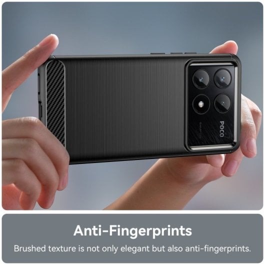 Max Power Digital Carbon Fiber Schutzhülle für Xiaomi Poco X6 Pro 5g, stoßfest, schwarzes Silikon