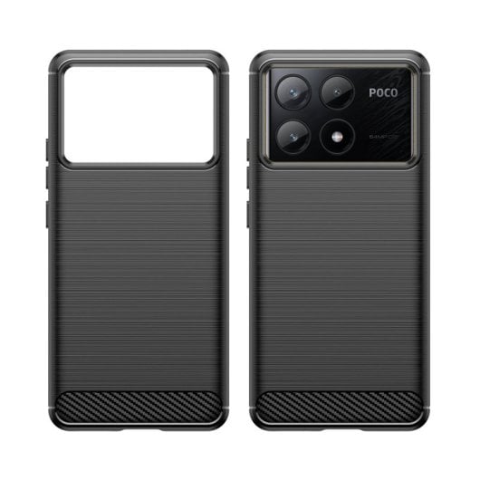 Max Power Digital Carbon Fiber Schutzhülle für Xiaomi Poco X6 Pro 5g, stoßfest, schwarzes Silikon