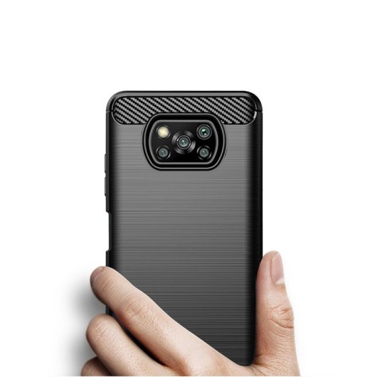 Coque Max Power Digital en Fibre de Carbone pour Xiaomi Poco X3 NFC / X3 Pro Anti-Choc Noir Silicone
