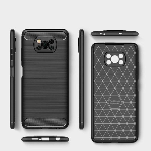 Coque Max Power Digital en Fibre de Carbone pour Xiaomi Poco X3 NFC / X3 Pro Anti-Choc Noir Silicone