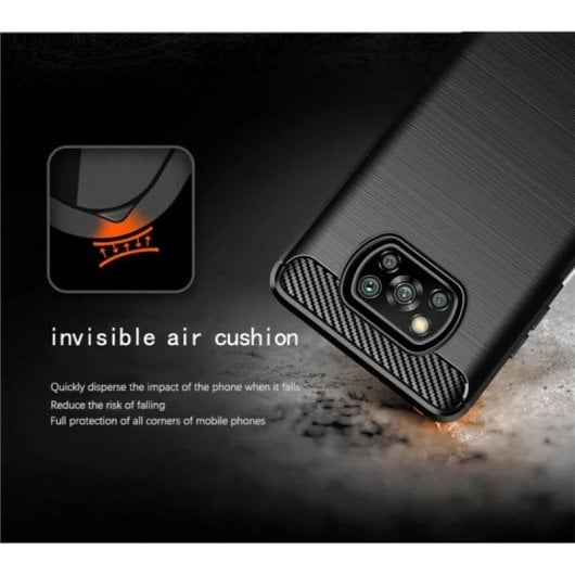 Coque Max Power Digital en Fibre de Carbone pour Xiaomi Poco X3 NFC / X3 Pro Anti-Choc Noir Silicone