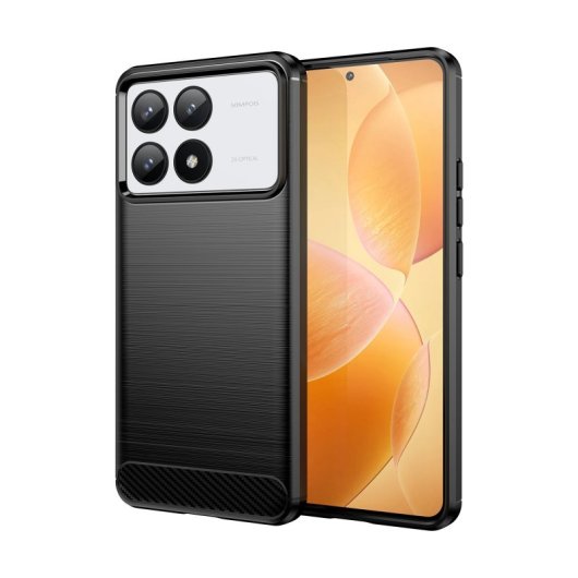 Max Power Digital Funda Fibra De Carbono Para Xiaomi Poco F6 Pro Antigolpes Silicona Negra