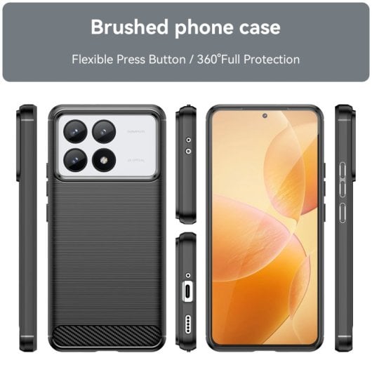 Max Power Digital Funda Fibra De Carbono Para Xiaomi Poco F6 Pro Antigolpes Silicona Negra