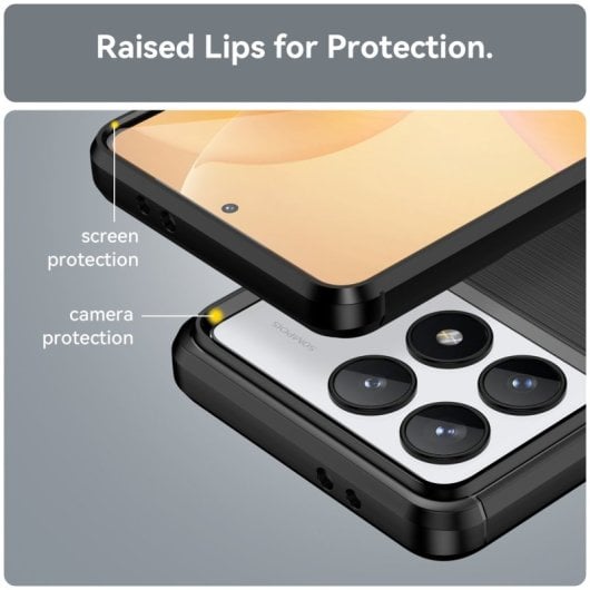 Max Power Digital Funda Fibra De Carbono Para Xiaomi Poco F6 Pro Antigolpes Silicona Negra