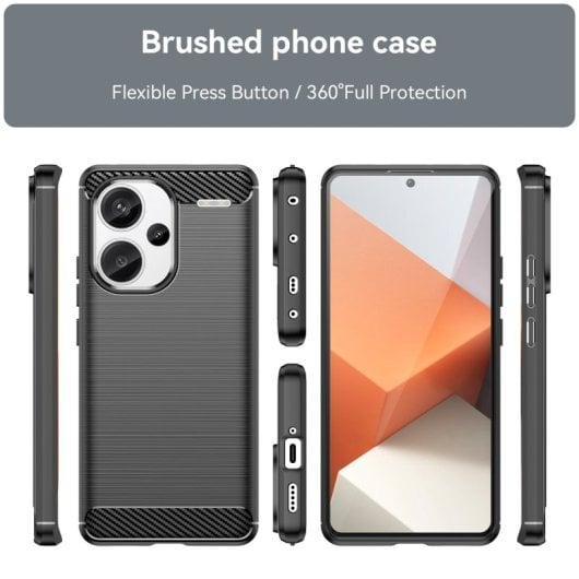 Max Power Digital Funda Fibra Carbono Para Xiaomi Redmi Note 13 Pro Plus Antigolpes Silicona Negra
