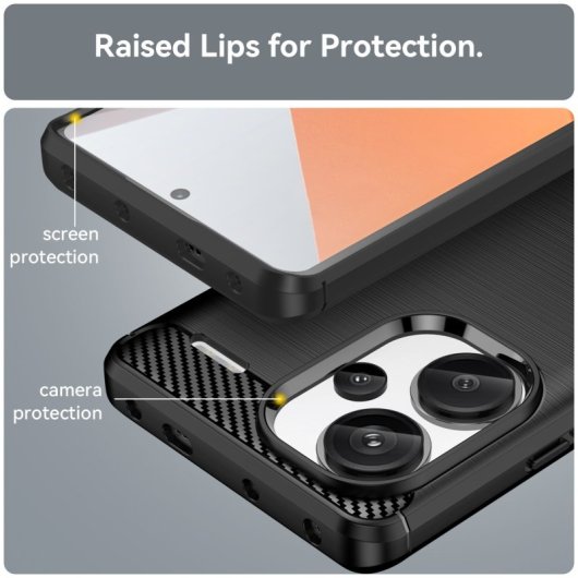 Max Power Digital Funda Fibra Carbono Para Xiaomi Redmi Note 13 Pro Plus Antigolpes Silicona Negra