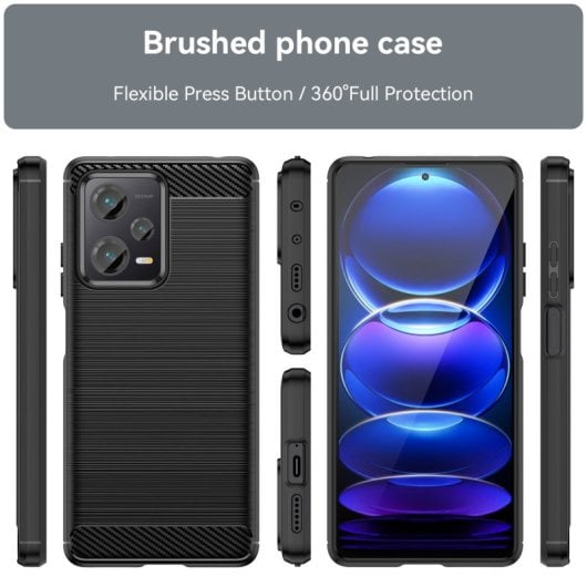 Max Power Digital Funda Fibra Carbono Para Xiaomi Redmi Note 12 Pro Plus Antigolpes Silicona Negra