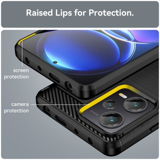 Max Power Digital Funda Fibra Carbono Para Xiaomi Redmi Note 12 Pro Plus Antigolpes Silicona Negra