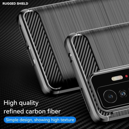 Max Power Digital Funda Fibra Carbono Para Xiaomi Mi 11t / Mi 11t Pro Antigolpes Silicona Negra