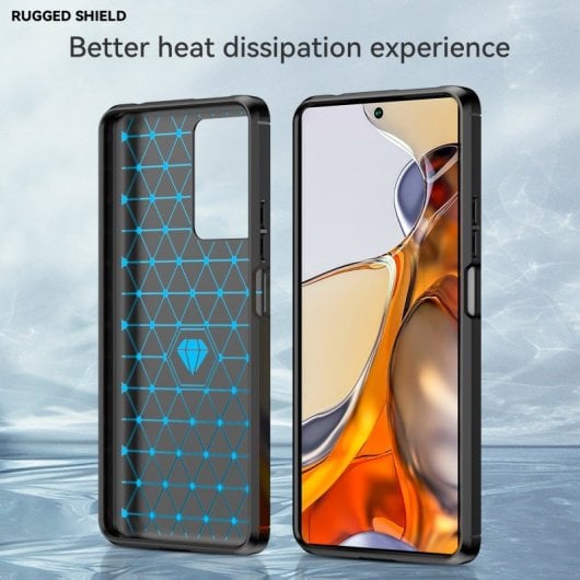 Max Power Digital Funda Fibra Carbono Para Xiaomi Mi 11t / Mi 11t Pro Antigolpes Silicona Negra