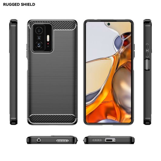 Max Power Digital Funda Fibra Carbono Para Xiaomi Mi 11t / Mi 11t Pro Antigolpes Silicona Negra