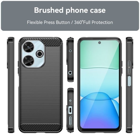 Max Power Digital Carbon Fiber Case für Xiaomi Redmi 13 Anti-Shock Schwarz Silikon