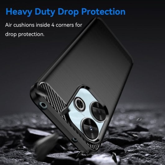 Max Power Digital Carbon Fiber Case für Xiaomi Redmi 13 Anti-Shock Schwarz Silikon