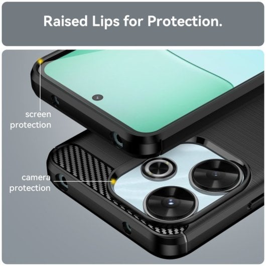 Max Power Digital Carbon Fiber Case für Xiaomi Redmi 13 Anti-Shock Schwarz Silikon
