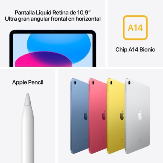 Apple iPad 10th gen 64 Go 27,7 cm (10.9") Wi-Fi 6 (802.11ax) iPadOS 18 Jaune