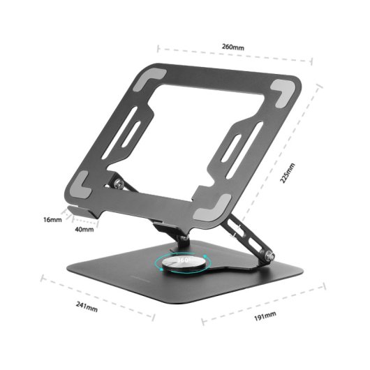 Mars Gaming MA-RSN Supporto per Laptop e Tablet Fino a 17" Regolazione in Altezza Rotazione a 360º Nero