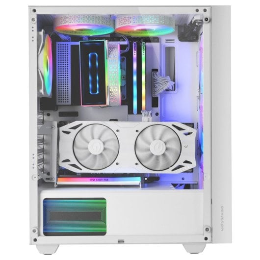 Mars Gaming MC-AIR Caixa Gaming ATX com 4x Ventoinhas FRGB 12cm, Mesh e Vidro Temperado Branca