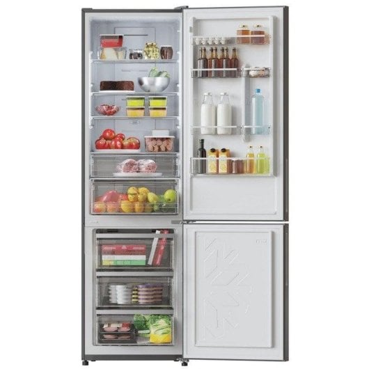 Frigorifero Combi Cecotec Bolero CoolMarket Combi 356 Grey Glass E Total No Frost 200cm 356L E Grigio Door Display