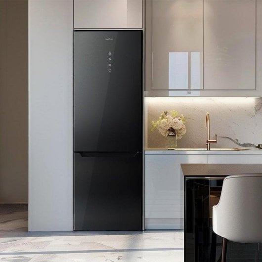 Frigorifero Combi Cecotec Bolero CoolMarket Combi 356 Grey Glass E Total No Frost 200cm 356L E Grigio Door Display