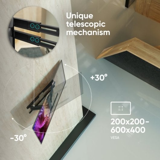 Onkron SM2-B Support mural inclinable et rotatif pour TV 32"-90" jusqu'à 40Kg VESA 600x400 Noir