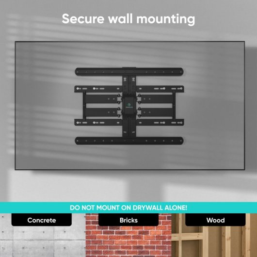 Onkron SM2-B Support mural inclinable et rotatif pour TV 32"-90" jusqu'à 40Kg VESA 600x400 Noir