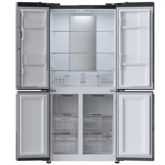 Cecotec Bolero CoolMarket 4D 436 Vetro Nero E Frigorifero Americano 4 Porte E Vetro Nero