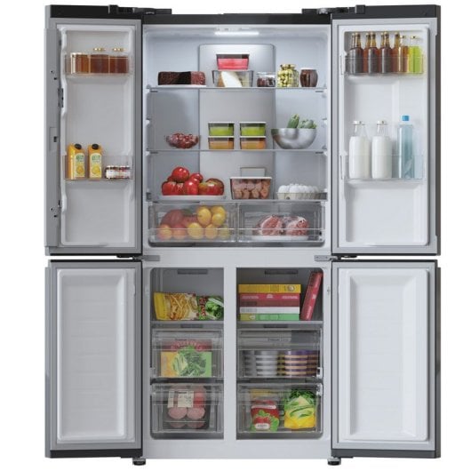 Cecotec Bolero CoolMarket 4D 436 Vetro Nero E Frigorifero Americano 4 Porte E Vetro Nero