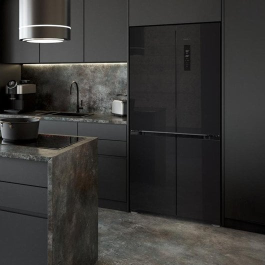 Cecotec Bolero CoolMarket 4D 436 Vetro Nero E Frigorifero Americano 4 Porte E Vetro Nero