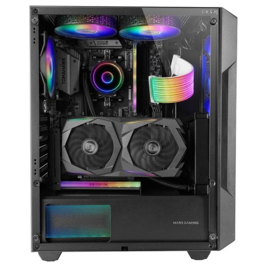 Mars Gaming MC-GEO ATX Boitier Gaming 4x Ventilateurs FRGB 12cm Avant Mesh Verre Trempé Noir